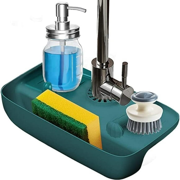 Trendylis Silicone Sink Caddy Organizer Tray to Keep Your soap and Sponge in Place on Your Kitchen Sink or Bathroom Counter