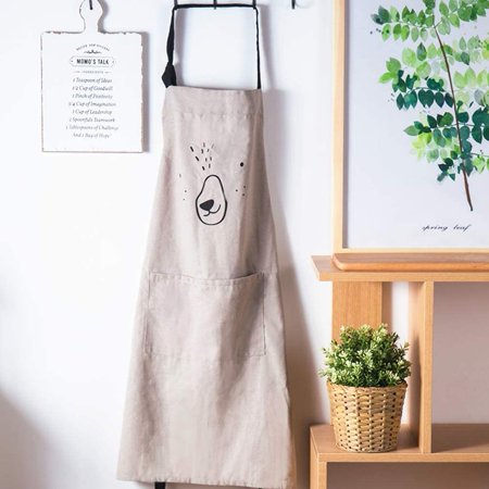 

Cute Cartoon Apron with Pocket for Women Kids Waterproof Cotton Linen Kitchen Apron Bib Apron