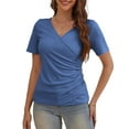thumbnail image 4 of FOLUNSI Women's Plus size Top V Neck Slim Fitted T-Shirt Front Surplice Wrap Short Sleeve Blouses M-4X, 4 of 5
