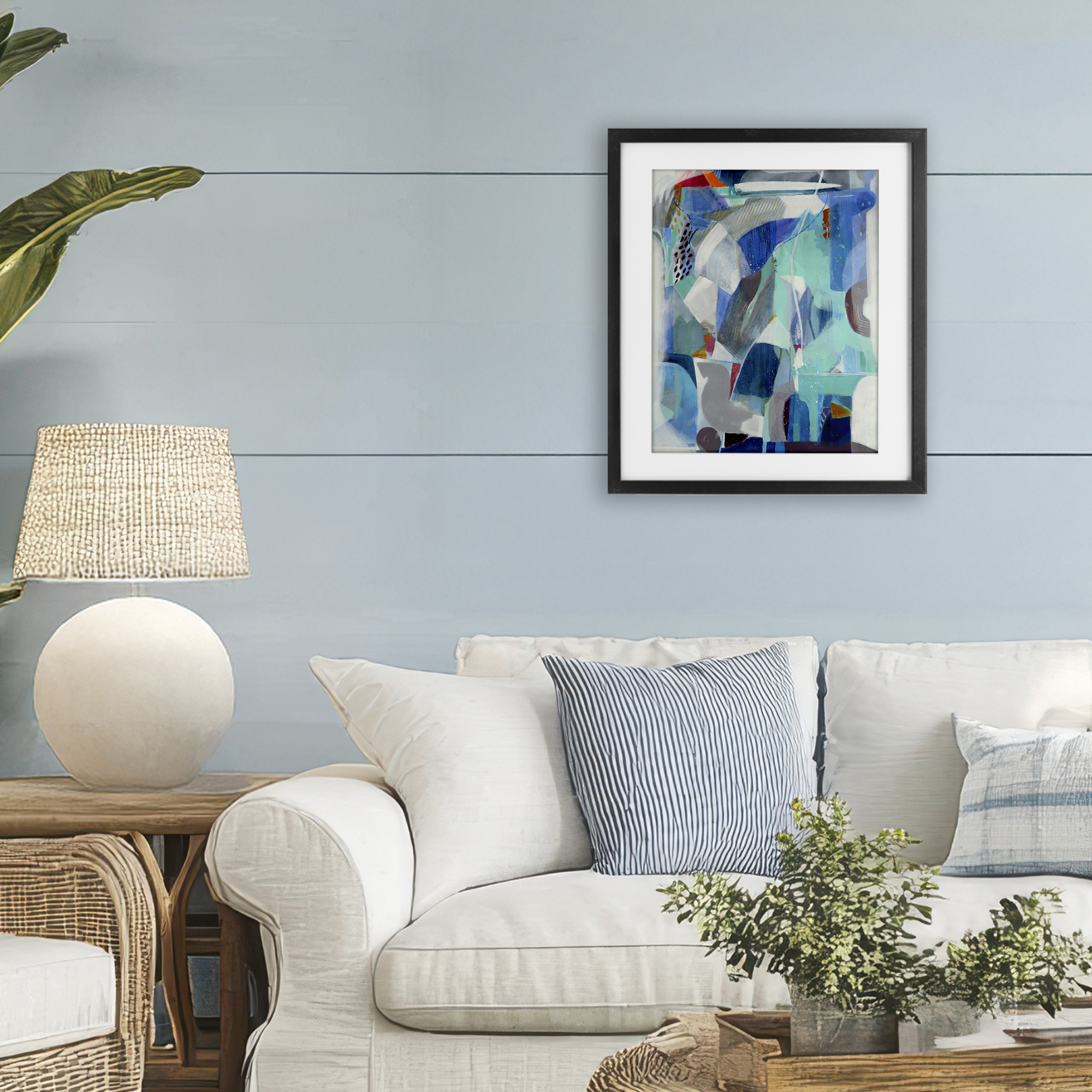 Stupell Industries Complex Blue Layers Black Framed Print Under Glass, design by Jill Martin