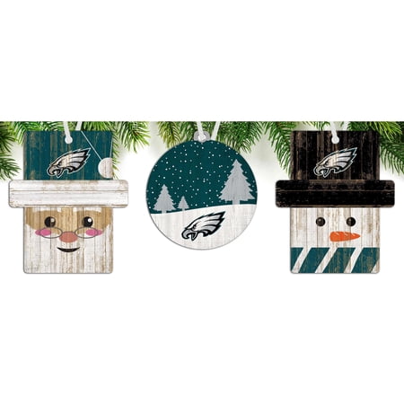 Fan Creations 3 Pcs Set 100% MDF Philadelphia Eagles Ornaments