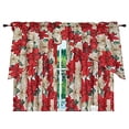 thumbnail image 2 of Violet Linen Ensemble de Rideaux de Cuisine Décoratifs de Noël Imprimé Poinsettia Design Floral 3 Pcs, 2 of 3