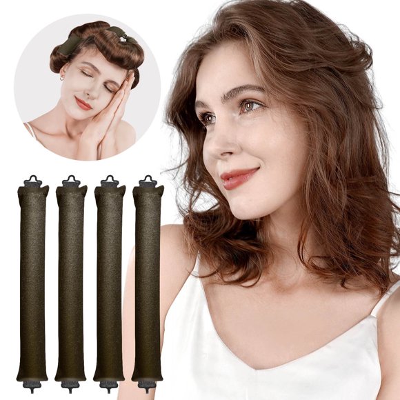 Heatless Curls Overnight Rods Set – 4PCS Flexible Heatless Curling Rods for Long & Short Hair, Soft No Heat Hair Curler Blowout Styling Tools for Loose Waves or Tight Curls