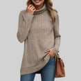 thumbnail image 2 of idosla Womens Tunic Tops Turtleneck Long Sleeve Shirts Oversized Fall Sweaters Side Split High Low Hemline (Coffee, XXL), 2 of 4