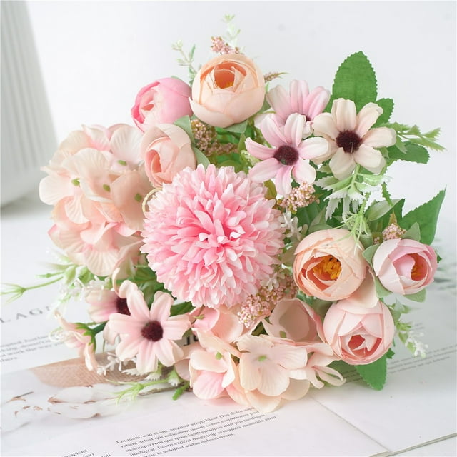Meitianfacai Beautiful Fake Flowers, Roses Artificial Flowers, Faux Flower Arrangement Suitable for Wedding Home Office Bedroom Decor, Dining Table Centerpiece