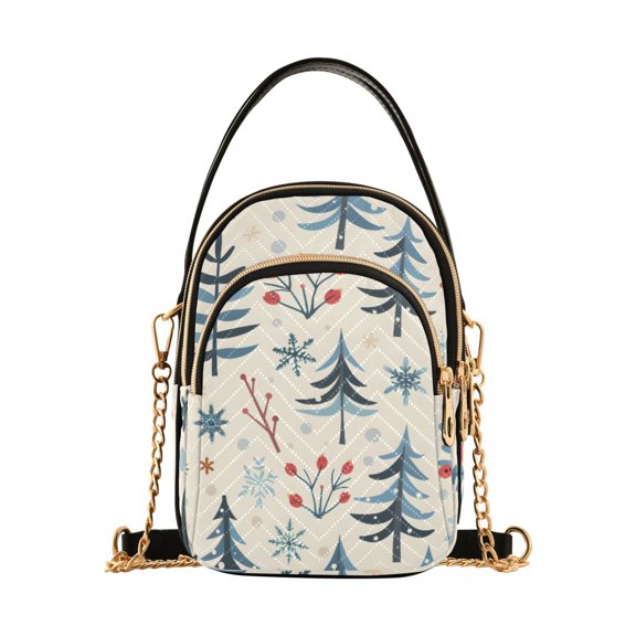 joogoo Women Christmas Trees Chain Crossbody Bags Shoulder Handbag Phone Purse