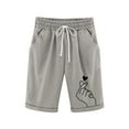 thumbnail image 2 of LRen Girls Casual Shorts School Shorts for Girls Letters Printing Elastic Waist Drawstring Shorts Summer Beach Sports Running Shorts with Pockets, 2 of 4