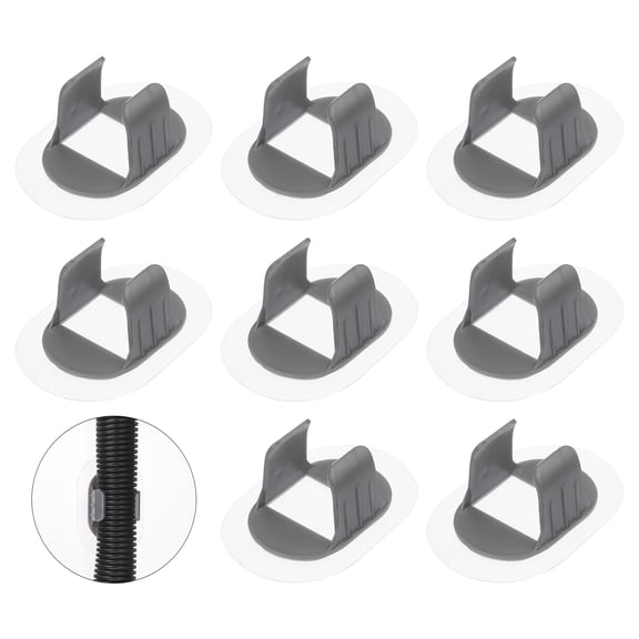 Uxcell 8 Pcs Washing Machine Drain Hose Holder (Fits 30-38 mm OD Hose) - Self-Adhesive No Drill Fixing Clip Guide Clamp Bracket for Clothes Washer/Laundry Tub Discharge, Gray
