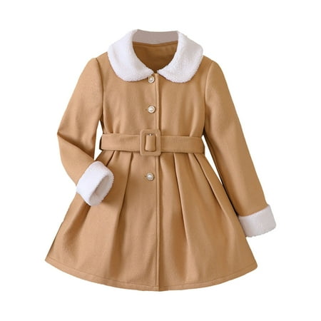 

GEZHEN Winter and Fall Kids Girls Coat Windproof Thicken Coat Jacket Child Warm Button Outerwear Girls Basic Jacket Casual Style Rain Jacket Fashion