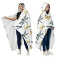 thumbnail image 2 of Wearable Blanket,White Butterfly Dragonfly Pattern Hooded Wearable Flannel Blanket for Adults & Teens with Buckle,Winter Poncho Shawl Wrap Cape,50"x60", 2 of 5