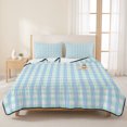 thumbnail image 3 of Full Quilt Set 78''x90'', Aqua Blue Green Lightweight Bedspread Coverlet Set with 2 Pillow Shams, Checkered Plaid Gingham Lattice Trellis Breathable All Season Quilt Bedding for Bedroom/Guest Room, 3 of 9