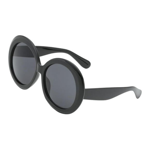 Gafas de sol redondas grandes Yuyangstore retro de gran tamaño Marco negro lente gris Gafas de sol retro de mujer