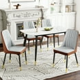 thumbnail image 3 of JUFU Set of 2 Modern Faux Leather Dining Chairs, Brown and Light Gray Upholstered Kitchen Chairs with Metal Legs, 3 of 9