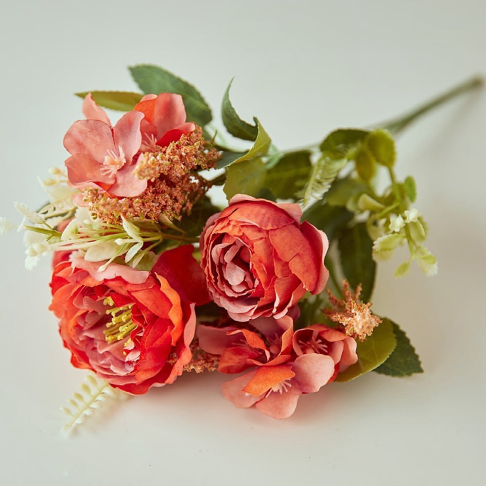 Artificial Flowers Fake Peony Silk Flowers 5 Heads 1 Bouquet Decor Faux
