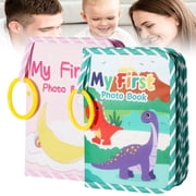 My First Baby Photo Book with Safe Mirror - Soft Fabric Holds 4x6 & 5x14 Photos, Baby Shower Memory Album Gift