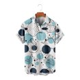 thumbnail image 1 of Floenr Mens T Shirts,Men's Lapel Chest Pocket Hawaiian Print Loose Short Sleeve Shirt, 1 of 4