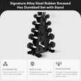 thumbnail image 3 of BalanceFrom 100 lb Rubber Coated Iron Dumbbell Hex Weights Set with A-Frame Rack, Black, 3 of 10