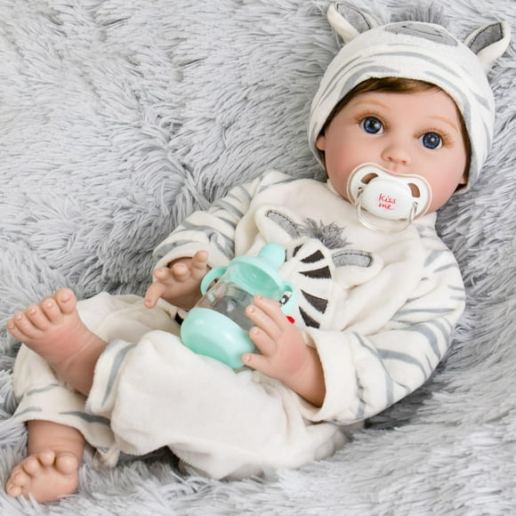 Aori Lifelike Reborn Baby Dolls 22 Inch Real Life Baby Boy That Look Real in Soft and Weighted Body with Zebra Best Birthday Gift Set