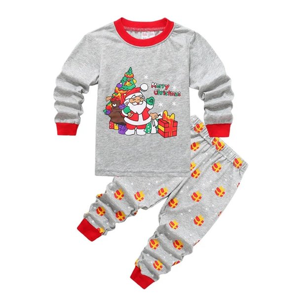 Pijamas de Navidad para niños Y niñas, ropa de dormir de Papá Noel, elfo, regalo de Año Nuevo, ropa de otoño e invierno, 2 a 7 años