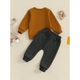 thumbnail image 4 of WEIKBMOL 2Pcs Toddler Baby Boys Clothes 6M 1T 2T 3T Kids Boys Casual Spring Outfits Long Sleeve Crew Neck Letters Print Sweatshirt +Elastic Waist Sweatpants, 4 of 7