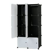 8-Cube Modular Storage Organizer with Hanging Rod, White & Black