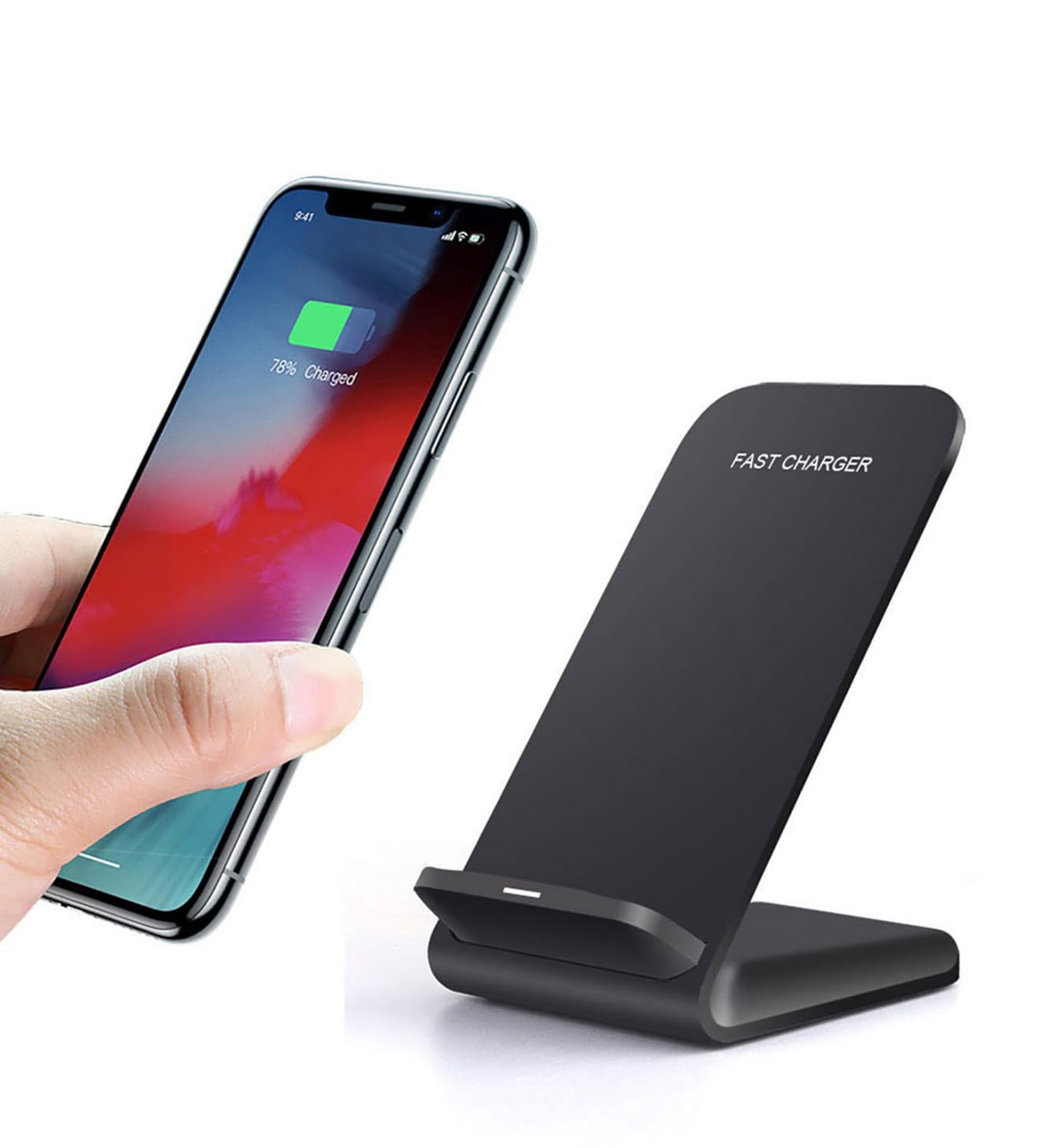 panningbo 20W Fast Wireless Charging Stand with QC3.0 Adapter for Samsung Galaxy S24 S23 S22 S21 iPhone 15 14, Qi Certified Dual Coil Phone Charger, LED Indicator