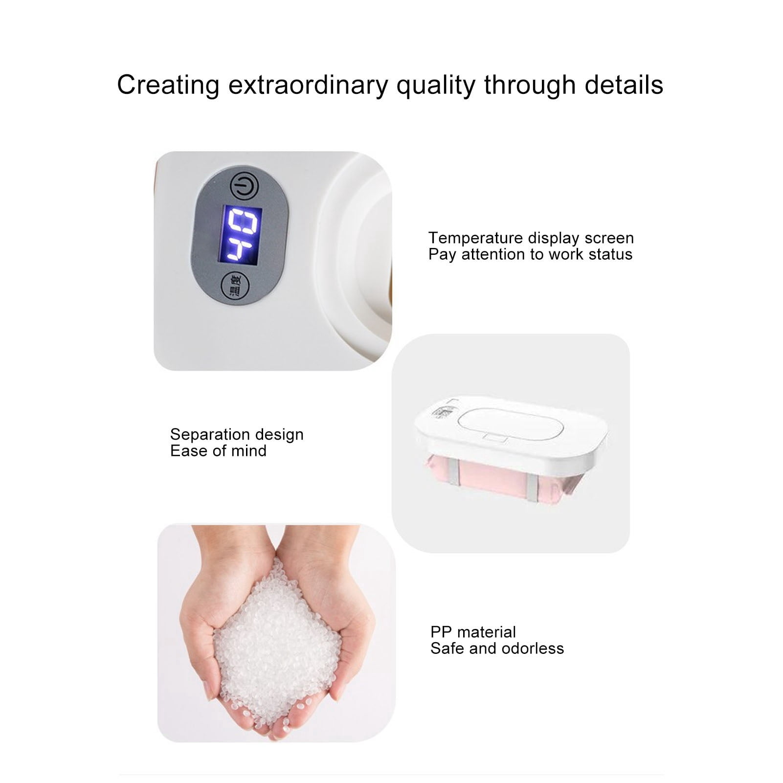 Suodoka Portable Baby Wipe Warmer Pink Constant Temperature Moist Wipe Dispenser Compact Travel Case for Vehicle Home Use (7.87 in / 20.0 cm)