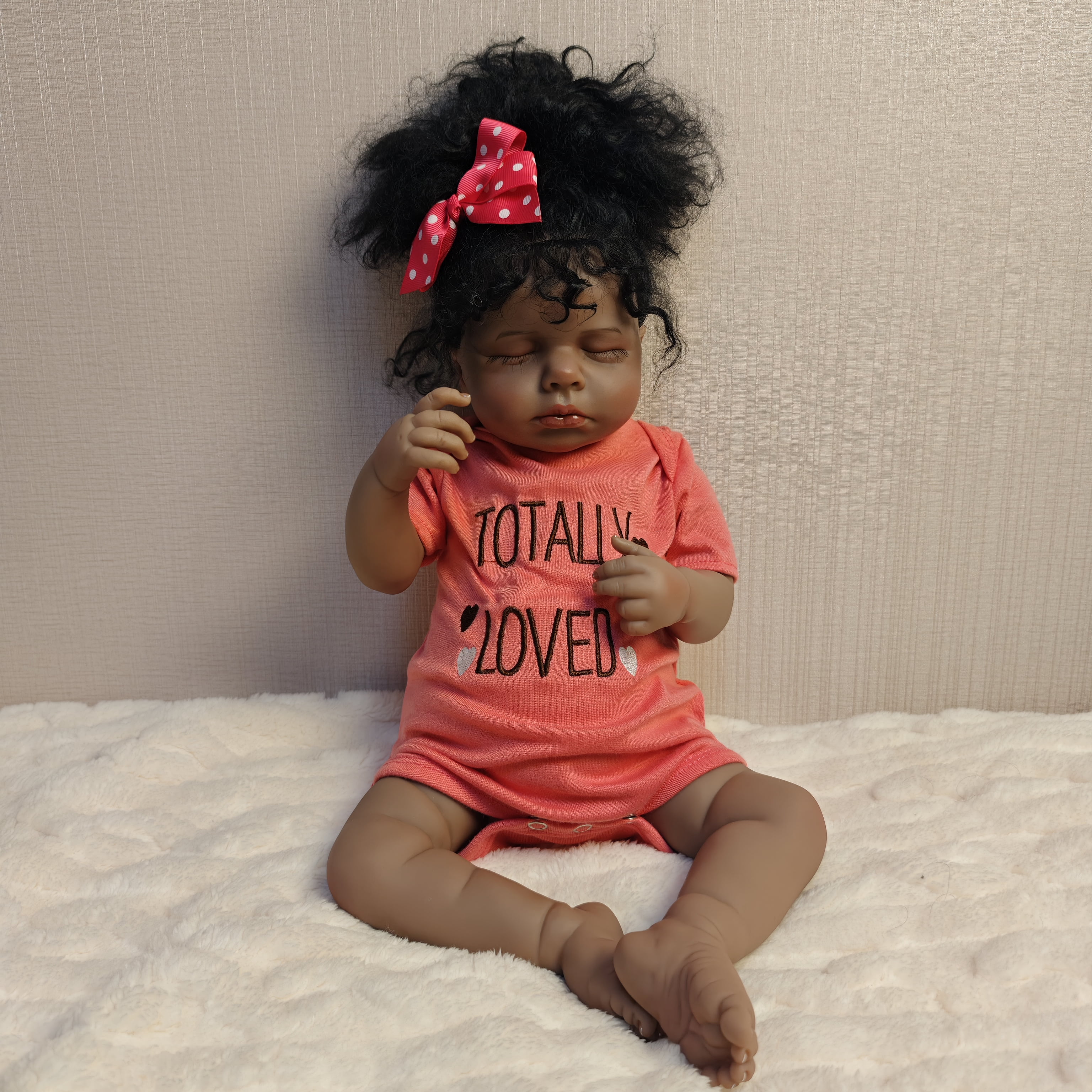 20 Inch Black Reborn Baby Doll – Lifelike African American Soft Cloth Body Doll – Realistic Handmade Toy for Girls Age 3+