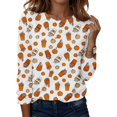 thumbnail image 2 of Bexdxz Halloween Long Sleeve Shirts for Women Plus Size Halloween Costumes Woman Funny Pumpkin Crewneck Tops Casual Outfits Yellow L, 2 of 6