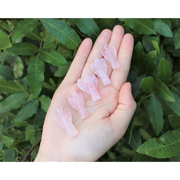 Rose Quartz Crystal Pocket Angel 1 - 1.25" (Rose Quartz Angel, Crystal Healing)