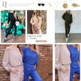 thumbnail image 6 of PRETTYGARDEN Women's 2 Piece Ribbed Tracksuit Outfits Off Shoulder Long Sleeve Pullover Lounge Pants with Pockets, 6 of 9