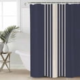 thumbnail image 2 of Small Stall Shower Curtain 36x72 Inch Narrow Half Size Beige Striped Bath Curtains Bathroom Decor Midnight Blue Geometric Simple Retro Waterproof Fabric Shower Curtain Set with Hooks 36 Inch, 2 of 6