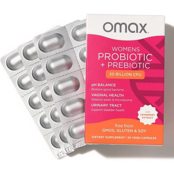 Omax Womens Probiotic with Cranberry Extract, Vegan, Organic, Gluten Free - 30 Vege-Capsules