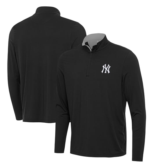 Men's Antigua Black New York Yankees Content Quarter-Zip Top