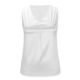 thumbnail image 4 of Women's Satin Camisole Tank Tops V Neck Pleated Dressy Casual Sleeveless Blouses Summer Business Work Shirts (2XL, White), 4 of 8