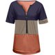 thumbnail image 4 of ICHUANYI Clearance Women's Fashion Casual Patchwork V-Neck Loose Short Sleeve T-shirt Pullover Tops(Orange, L) ICHUANYI WER2023080816785, 4 of 5
