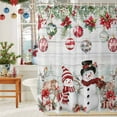 thumbnail image 6 of Christmas Xmas Shower Curtains for Bathroom, Elk Ball Snowman Poinsettia Berry Wood Plank Waterproof Fabric Shower Curtain for Bathroom Bathtub Decoration, Machine Washable, 72"x72", 6 of 9