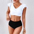 thumbnail image 5 of MSJUHEG Bikinis Set,Bikini Tops Full Coverage Bottoms,Mid Rise Bikini Sets for Women,Bathing Suits,Bathing Suit with Shorts,Tummy Control Bikini for Women,Ruched Two Piece Swimsuit White S, 5 of 5