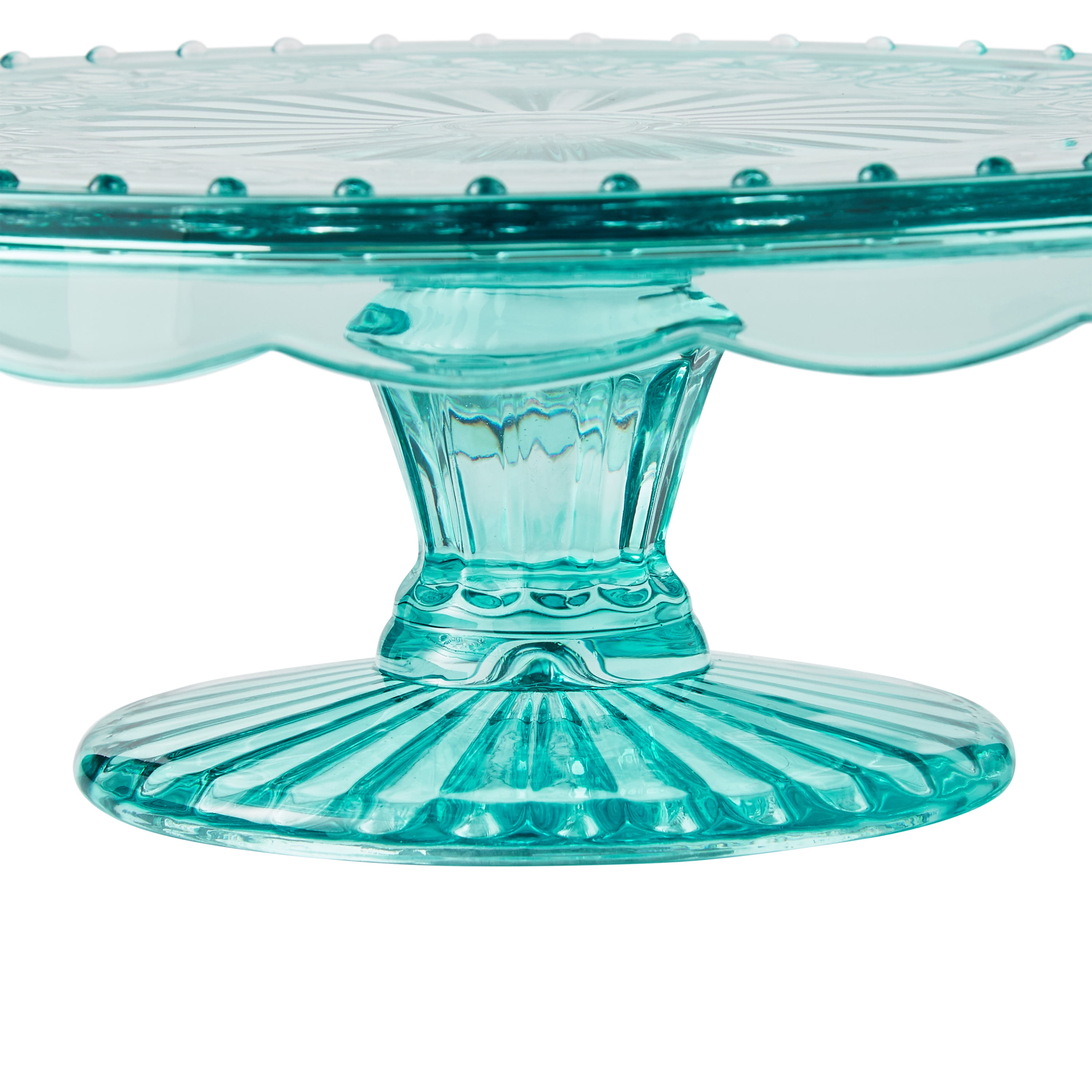 The Pioneer Woman 10.25 in Round Glass Kitchen Cake Stand, Teal
