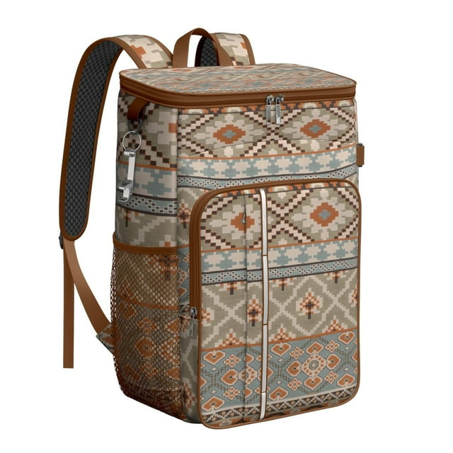 Natural Insulated Cooler Backpack - 20L Soft Cooler Bag, Floral Design for Picnic & Camping