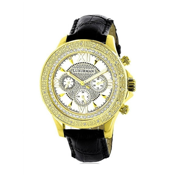 Men's Diamond Black Watch with Two Extra Leather Straps