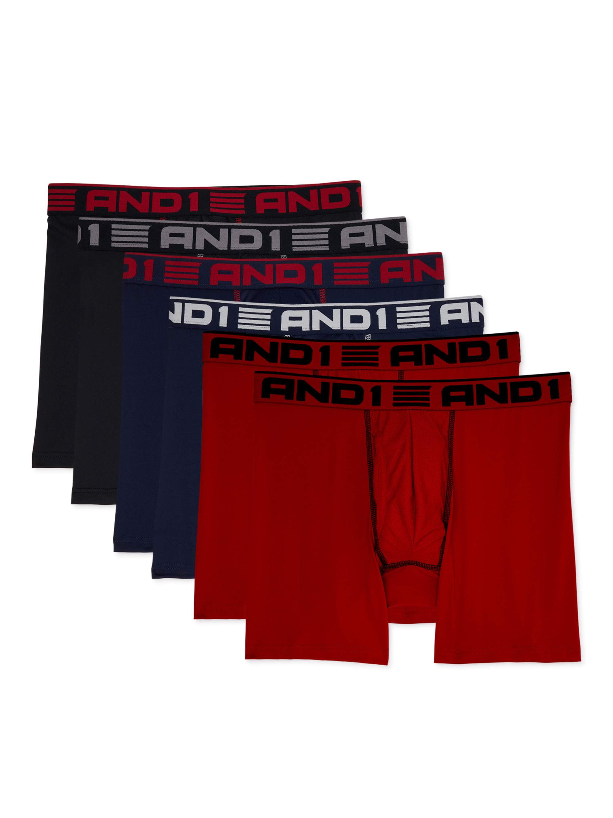 AND1 Men's Pro Platinum Boxer Briefs, 6 Pack, 6 