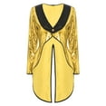 thumbnail image 3 of Haitryli Women's Magician Tailcoat Jacket Fancy Dress Magic Show One-Button Sequin Tail Coat Gold XL, 3 of 7