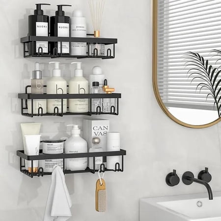 Shower Caddy Organizer Rack Shelf Self Adhesive Wall Storage Basket Rustproof Stainless Steel Shampoo Holder Black Shower Caddy Organizer Rack Shelf Self Adhesive Wall Storage Basket Rustproof Stainless Steel Shampoo Holder Black