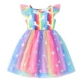 thumbnail image 1 of SILVERCELL Girls Tulle Dress, Unicorn Rainbow Printed Ruffle Sleeve Tutu Dress for Toddler Birthday Casual 18M-6T, 1 of 14