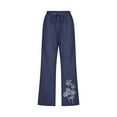 thumbnail image 5 of QATAINLAV Crop Pants for Women Loose Fit Wide Leg Linen Capris Summer Casual Drawstring Beach Pants Fashion Dandelion Print Cropped Trousers with Pockets Camisas de Vestir Para Hombres Navy L, 5 of 6