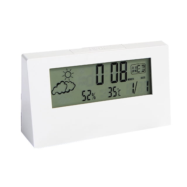Tignapoo Modern Digital Alarm Clock with Temperature & Humidity Display, Snooze Function, and Elegant White Backlight for Home or Office Decor