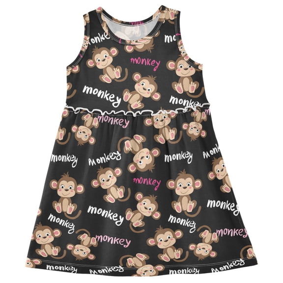 joogoo Girls Sleeveless Dress Monkey Cute Stylish Short Sleeve Dresses 4T