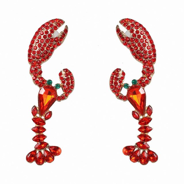 Rhinestone Lobster Dangle Earrings for Women - Creative and Unique Design