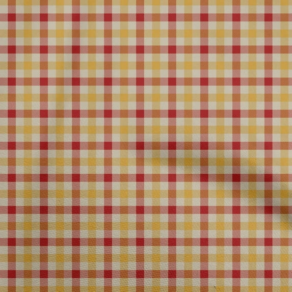 oneOone Cotton Jersey Mustard Yellow Fabric Check Diy Clothing Quilting Fabric Print Fabric By Yard 58 Inch Wide